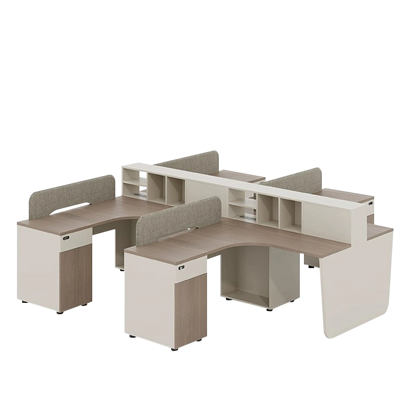 Modern Staff Workstation Desk with L-Shaped Layout and Partition Storage System, OEM Producer – MEI YI Furniture - MEI YI
