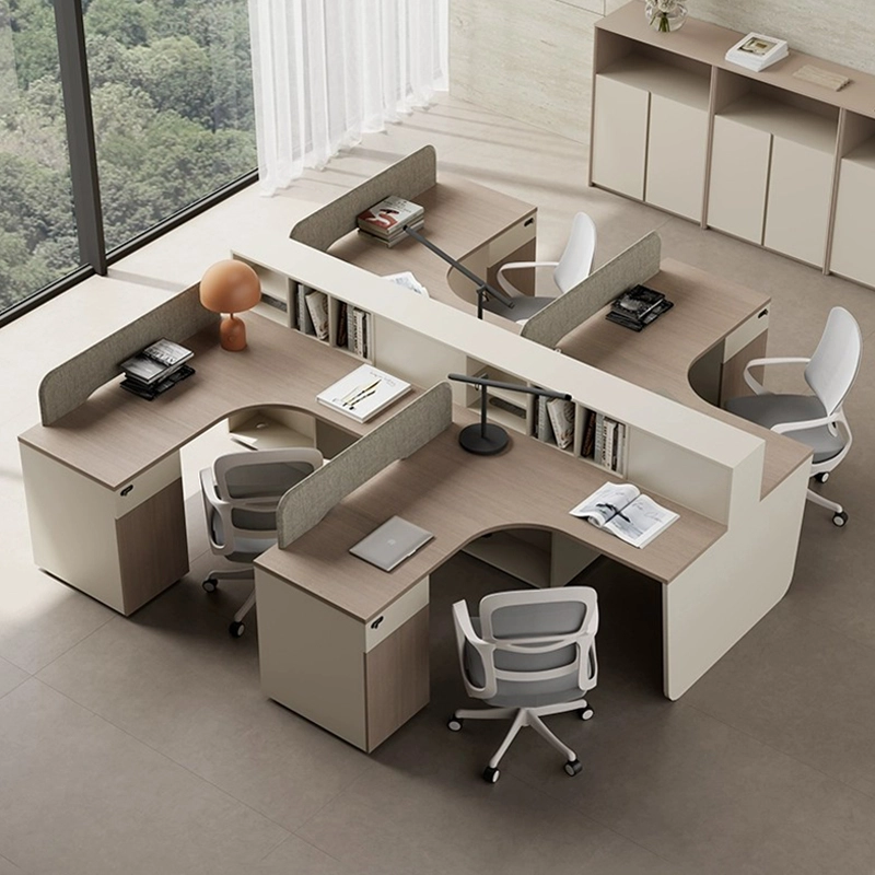 Bulk Office Workstation Supply, L-Shaped Desk System for Four Employees with Storage Partitions, Bulk Project Supplier – MEI YI Furniture - MEI YI Bulk Office Workstation Supply, L-Shaped Desk System for Four Employees with Storage Partitions, Bulk Project Supplier – MEI YI Furniture - MEI YI