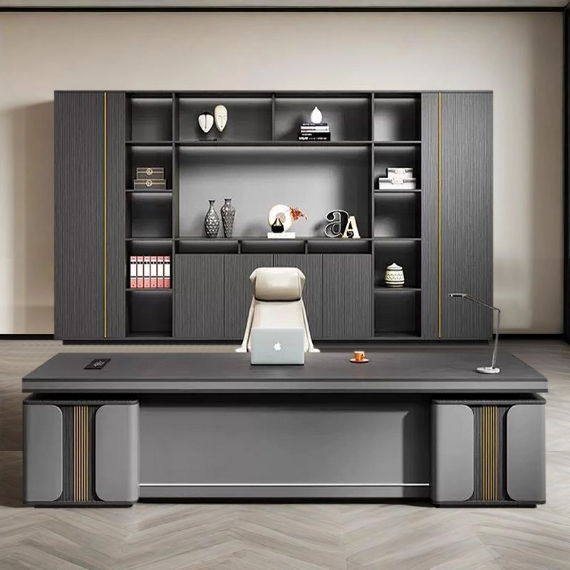 879 (4)Office Furniture Manufacturer, Luxury Executive Desk with Storage Cabinets for Manager Offices, ODM Manufacturer – MEI YI Furniture - MEI YI