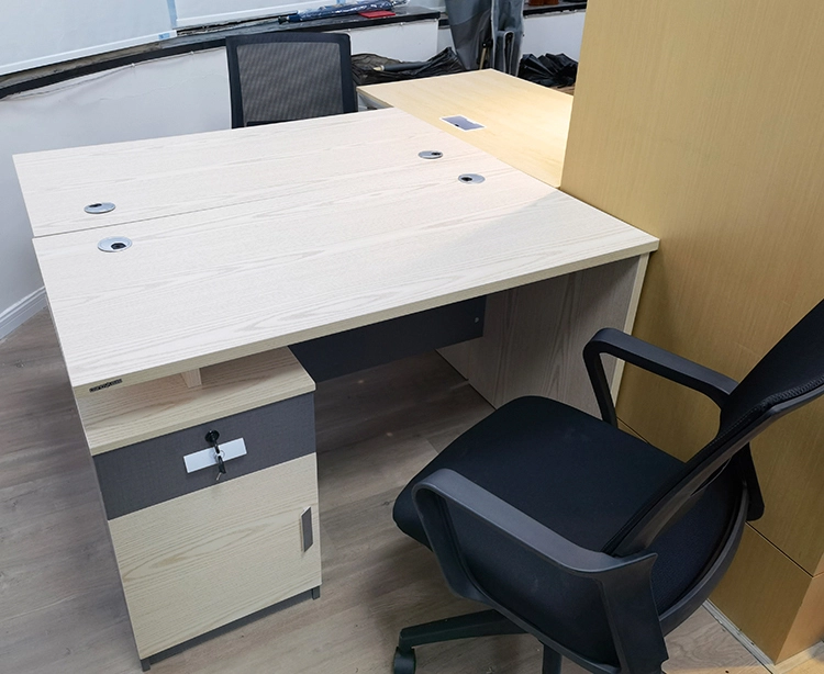 Modern Minimalist Office Desk with Lockable Drawer in Three Color Options - MEI YI