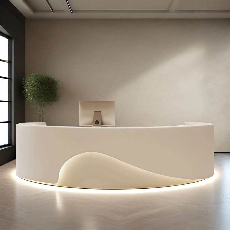Corporate Lobby Furniture, Wave-Textured Reception Desk with Integrated LED Lighting, OEM Producer – MEI YI Furniture - MEI YI