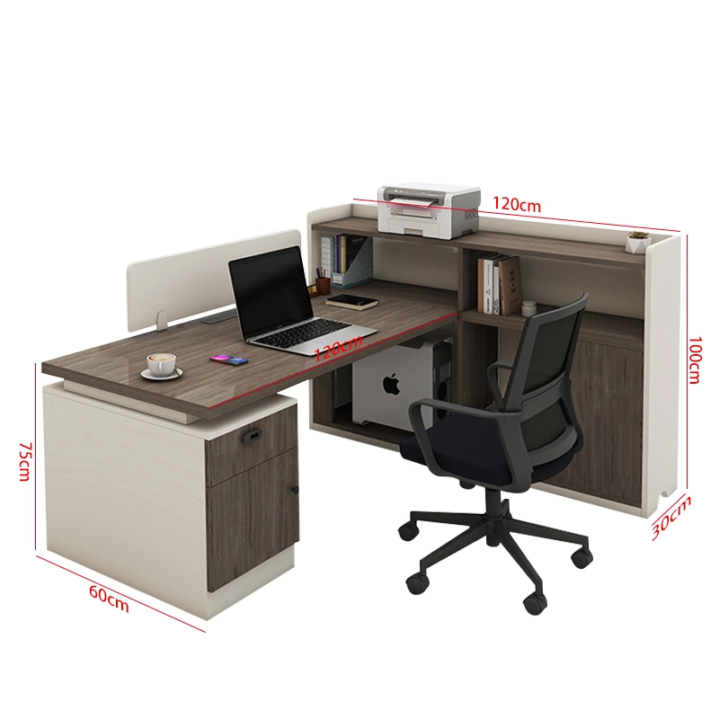 Modern Dual Workstation Desk with Privacy Partition and Storage Shelves for Open Plan Offices, Furniture Manufacturer – MEI YI Furniture - MEI YI