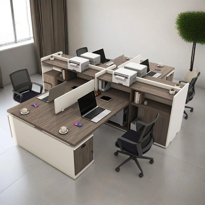 Commercial Office Desk for Two Employees with High Partition and Storage System, OEM/ODM Supplier – MEI YI Furniture - MEI YI