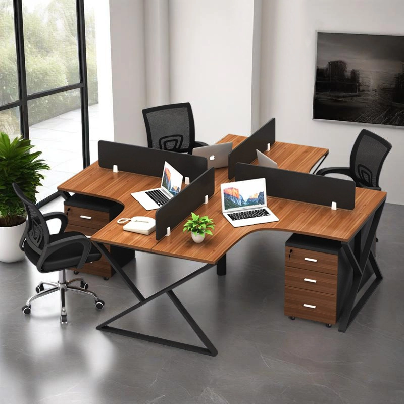 Modern L-Shaped Office Workstation System with Steel Structure and Lockable Mobile Cabinets, Furniture Manufacturer – MEI YI Furniture - MEI YI