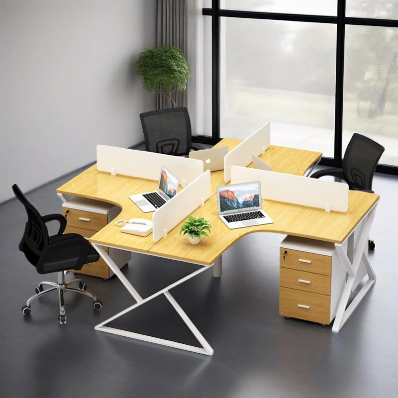 Team Office Workstation Desk with L-Shaped Layout and Mobile Storage Units for Open Plan Offices, Contract Furniture Factory – MEI YI Furniture - MEI YI