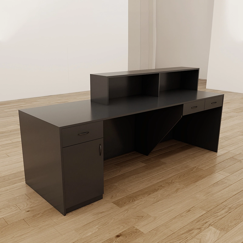 L Shape Black Wooden Contemporary Guest Reception Desk Custom Colored Front Desk Counter - MEI YI