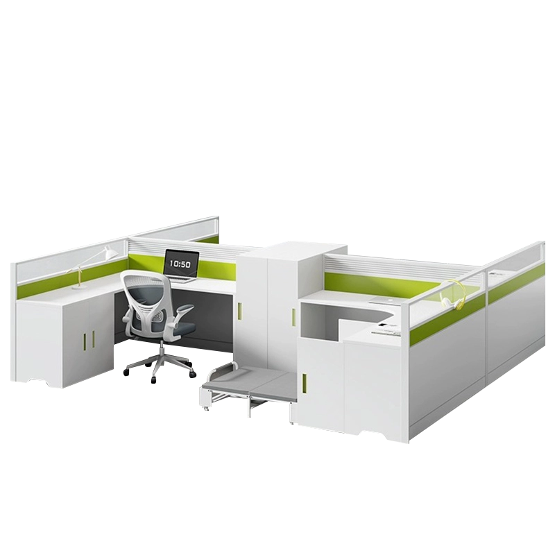 Office Furniture Factory, L-Shaped Workstation with Foldable Rest Bed and Privacy Panels, Direct ODM Supply – MEI YI Furniture - MEI YI