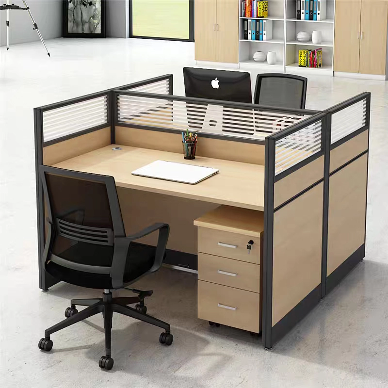Modern Modular Wood Office Workstation with Partition Panels - MEI YI