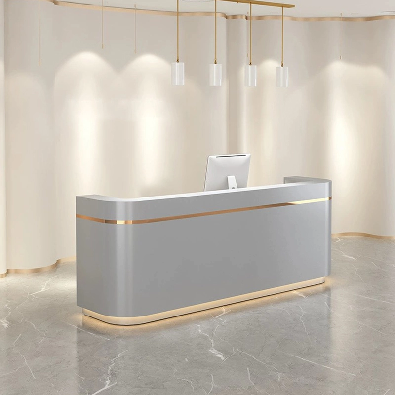 Commercial Lobby Reception Desk with Marble Finish and Integrated LED Lighting, OEM/ODM Supplier – MEI YI Furniture - MEI YI