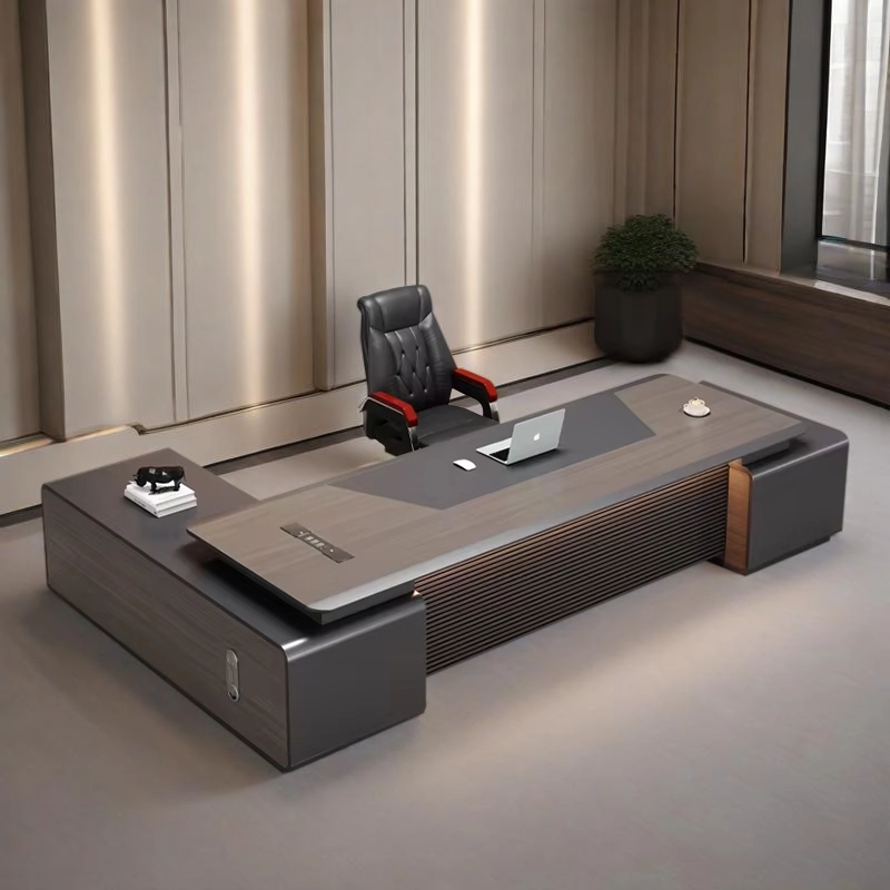 Luxury CEO Office Desk Set with Side Cabinet and Background Bookcase for Corporate Offices, Project Manufacturer – MEI YI Furniture - MEI YI