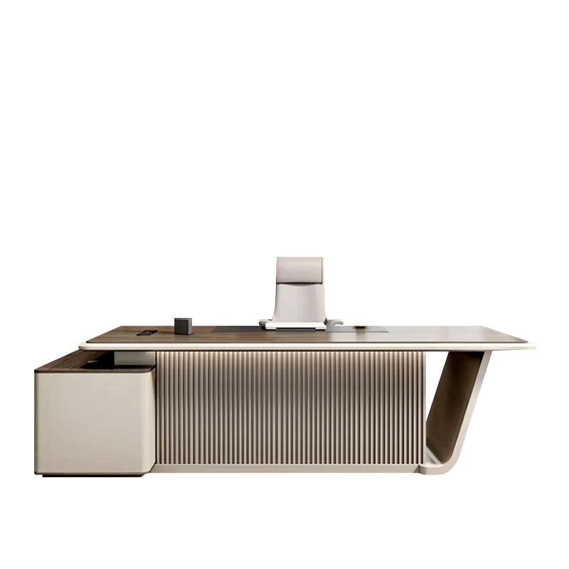 CEO Office Furniture, Light Luxury L-Shaped Desk with Side Cabinet for Corporate Spaces, Contract Furniture Factory – MEI YI Furniture - MEI YI