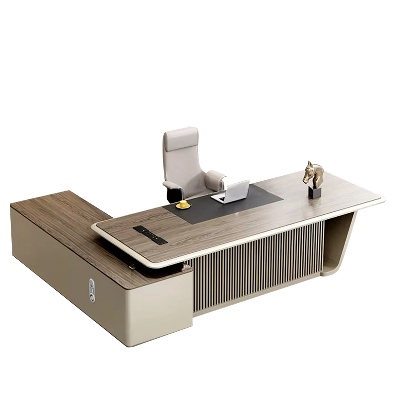 Luxury Executive Desk System, L-Shaped Office Desk with Integrated Side Cabinet, Furniture Manufacturer – MEI YI Furniture - MEI YI