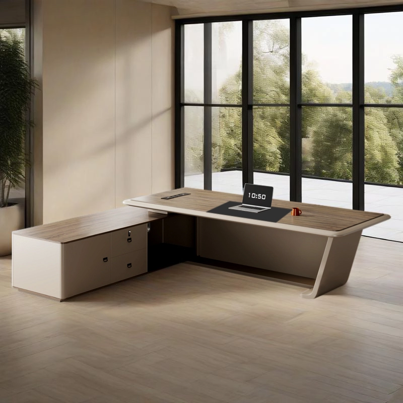 Commercial Manager Desk, Modern Corner Executive Desk with Storage Unit, OEM/ODM Supplier – MEI YI Furniture - MEI YI
