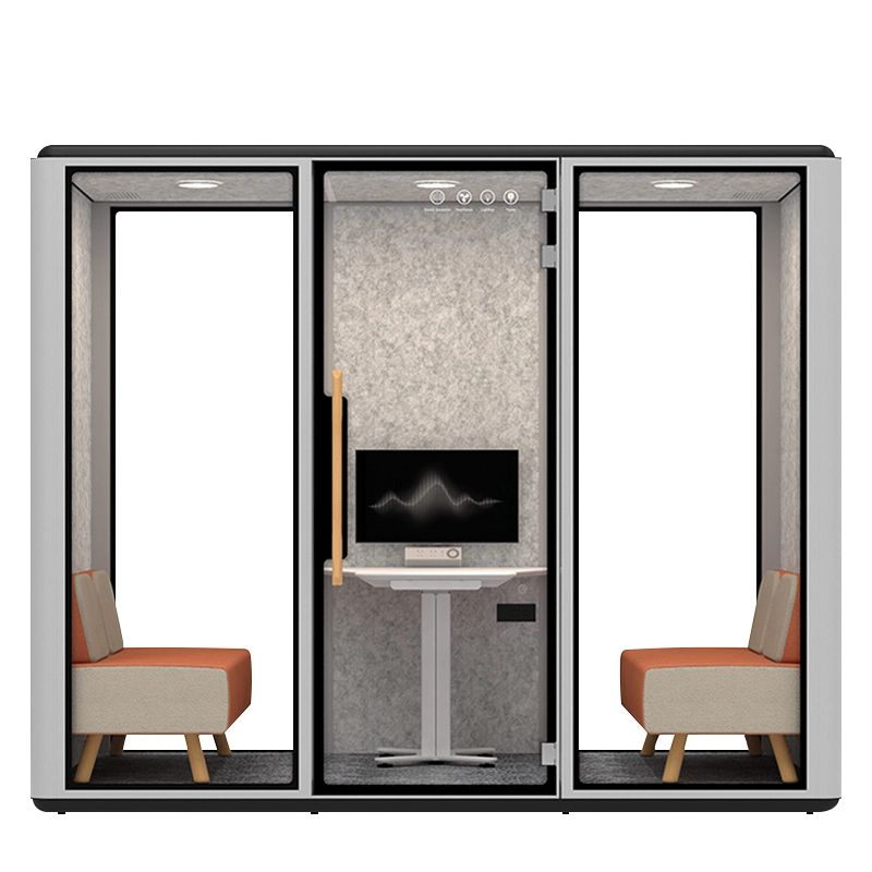 White Metal Frame Acoustic Office Pod, Soundproof Booth with Built-In Desk for Open Workspaces, OEM Manufacturer – MEI YI Furniture - MEI YI