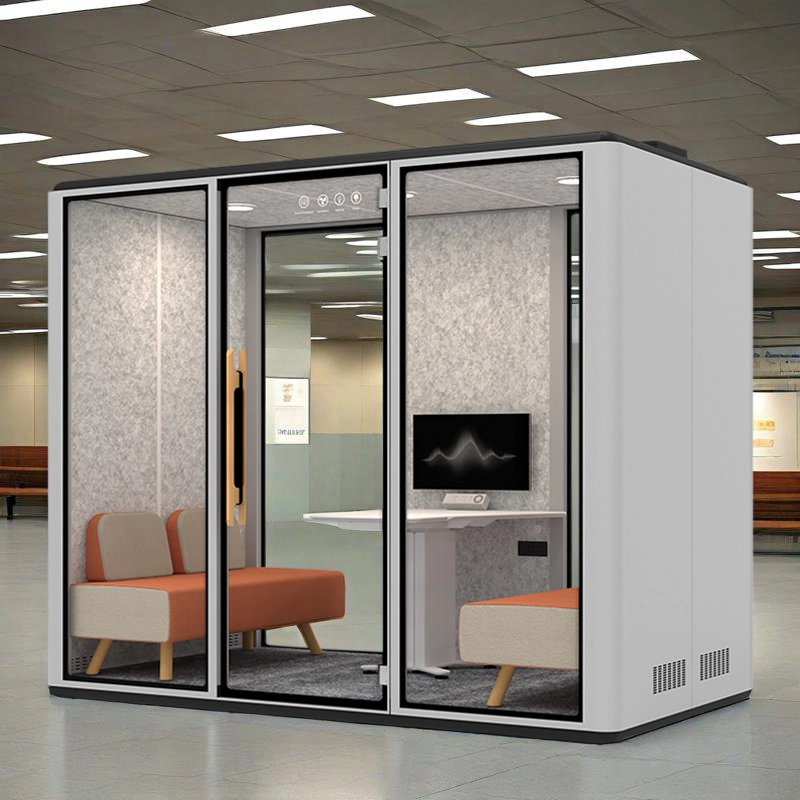 Custom White Soundproof Office Booth, Metal Frame Acoustic Phone Pod for Corporate Offices, ODM Factory – MEI YI Furniture - MEI YI