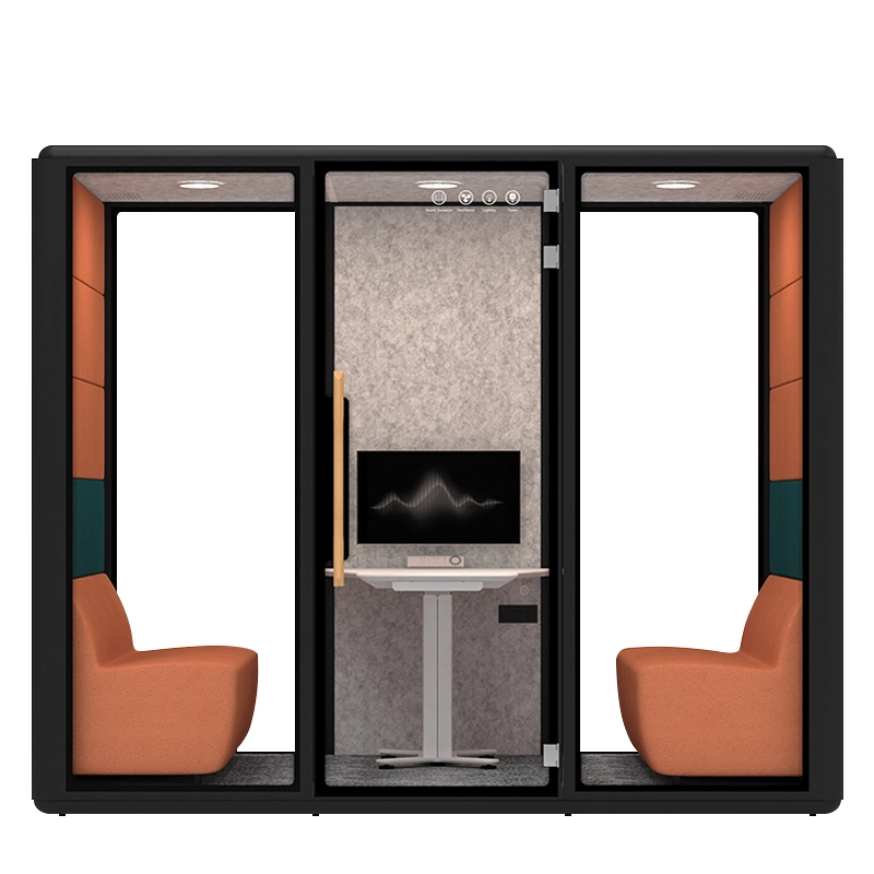 Soundproof Office Pod with Built-In Furniture - MEI YI Soundproof Office Booth, Black Metal Frame Pod with Built-In Furniture, ODM Factory – MEI YI Furniture - MEI YI
