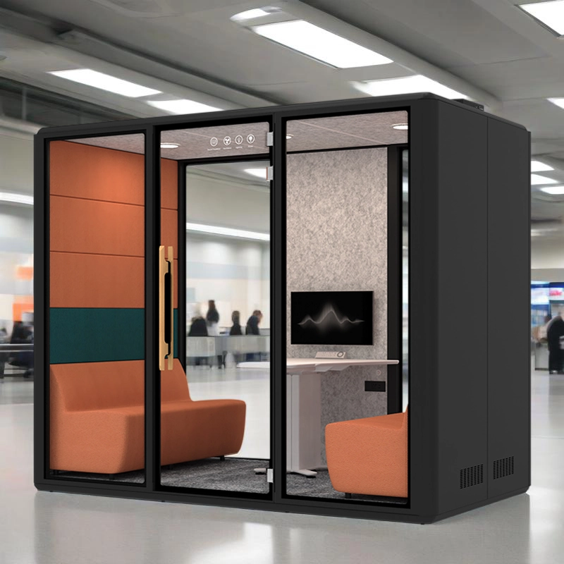 Modern Workplace Privacy Pod, Black Frame Soundproof Office Booth for Open Plan Spaces, OEM/ODM Supplier – MEI YI Furniture - MEI YI