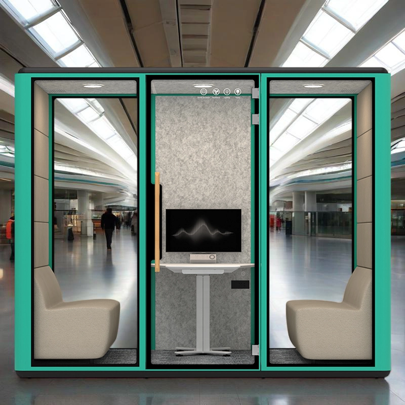 Custom Green Metal Frame Office Pod, Soundproof Cabin with Built-In Desk and Seating, OEM Manufacturer – MEI YI Furniture - MEI YI