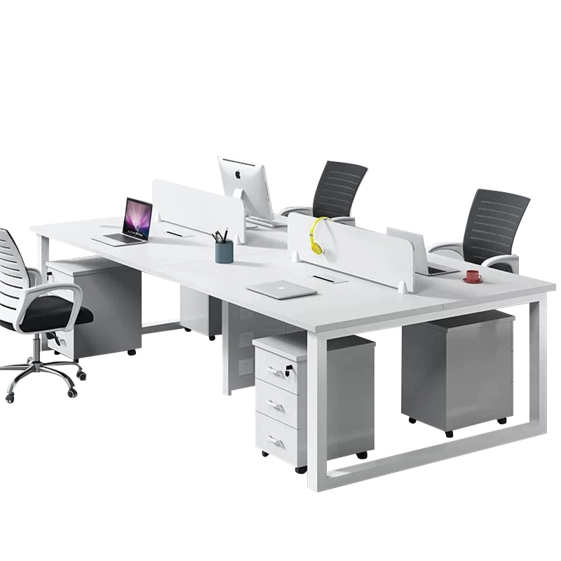 Modern Office Bench Desk, Multi-User Workstation with Lockable Mobile Pedestal, Project Manufacturer – MEI YI Furniture - MEI YI