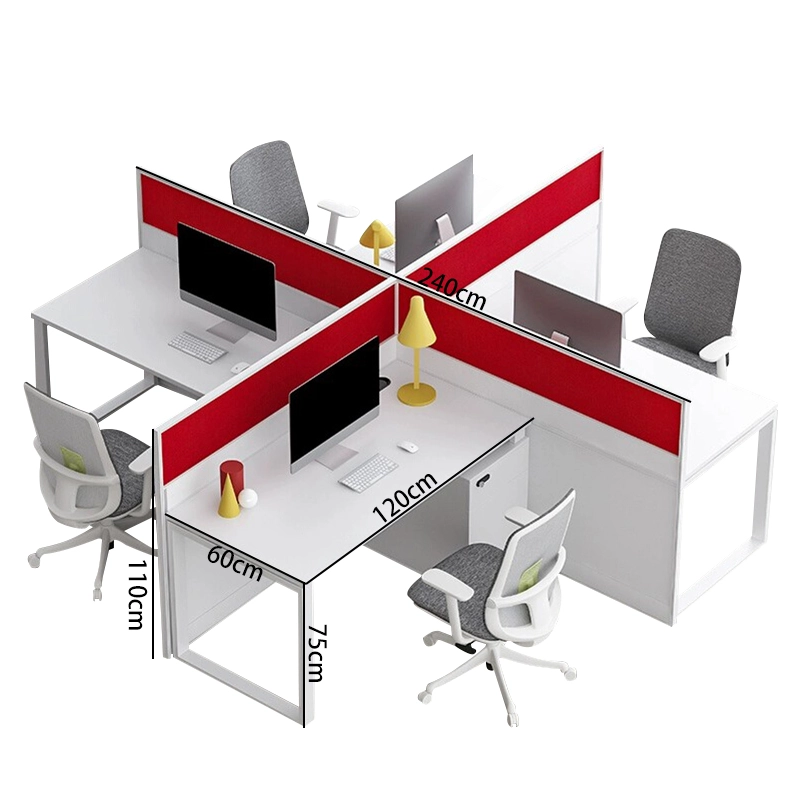 Red I-Shaped Modular Workstation, Flexible Desk for Open-Plan Offices, OEM Manufacturer – MEI YI Furniture - MEI YI