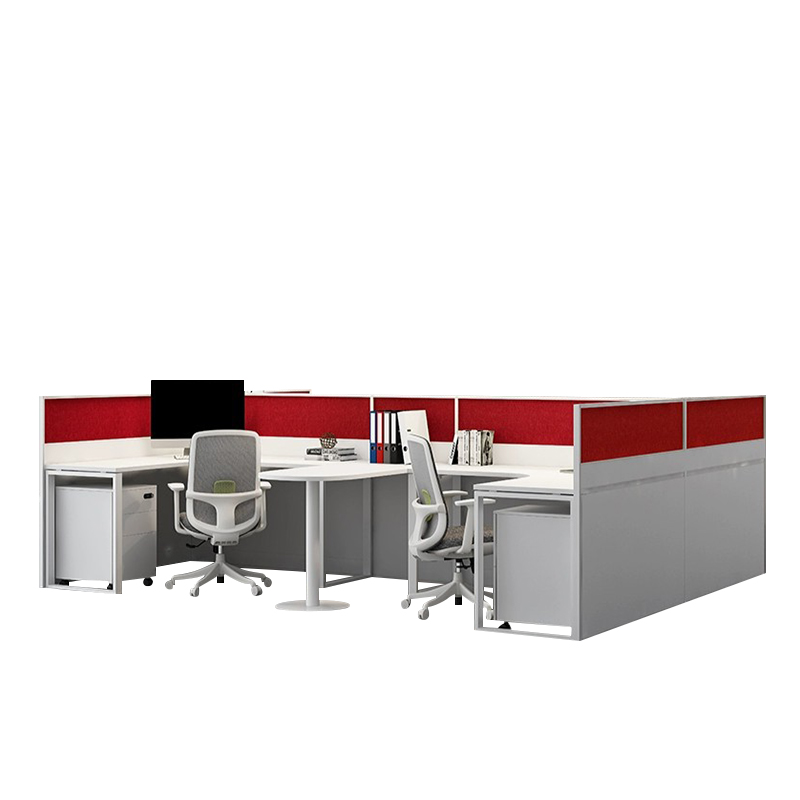 Bureau en forme de I rouge, poste de travail modulaire pour espaces de travail ouverts, fabricant ODM – MEI YI Furniture