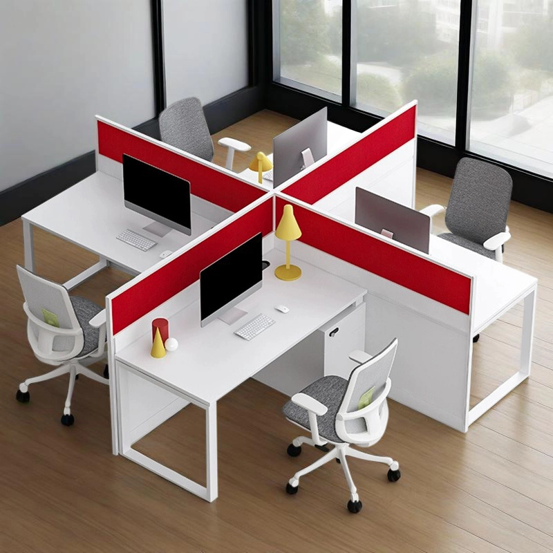 Poste de travail modulaire en forme de I, bureau rouge pour aménagements de bureau flexibles, usine de fabrication de meubles – MEI YI Furniture - MEI YI