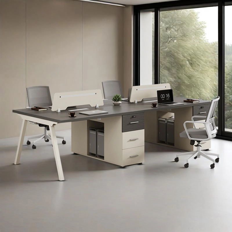 Staff Office Desk and Chair Combination Modern Metal Executive Desk for 4 People Easy Assembly Commercial Use - MEI YI
