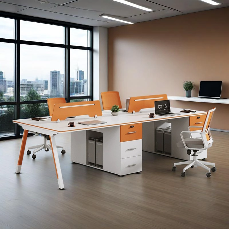 Staff Office Desk and Chair Combination Modern Metal Executive Desk for 4 People Easy Assembly Commercial Use - MEI YI