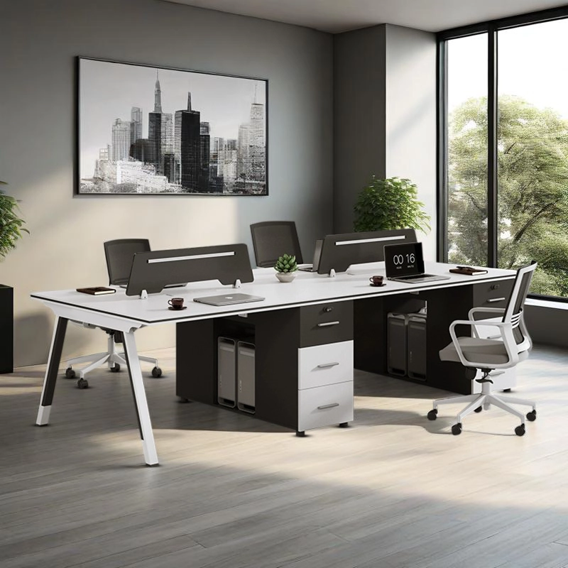 Staff Office Desk and Chair Combination Modern Metal Executive Desk for 4 People Easy Assembly Commercial Use - MEI YI
