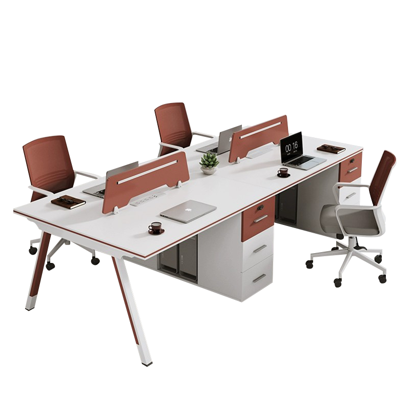 Staff Office Desk and Chair Combination Modern Metal Executive Desk for 4 People Easy Assembly Commercial Use