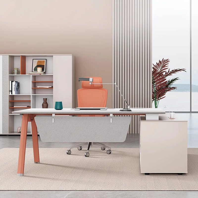 Compact Melamine Office Desk with Adjustable Height and Drawer - MEI YI