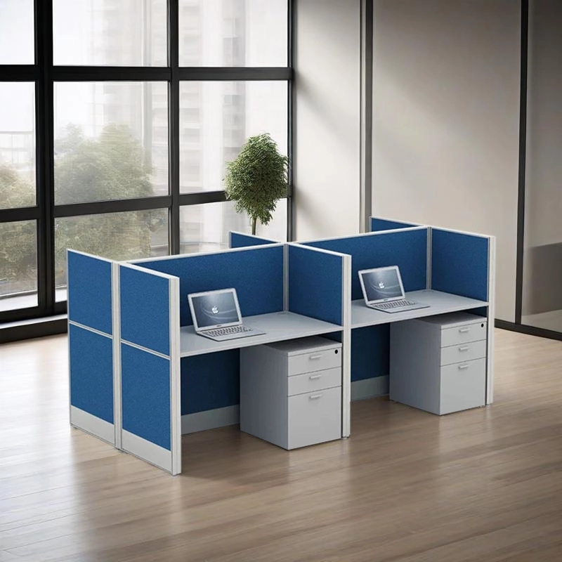 Modern Modular L-Shaped Workstation with Partitions for Open Office Spaces - MEI YI