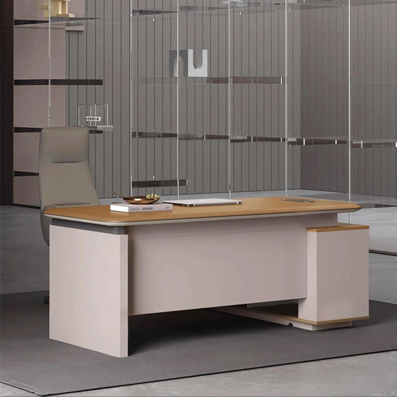 Modern Executive Office Desk with Side Cabinet and Drawers - MEI YI