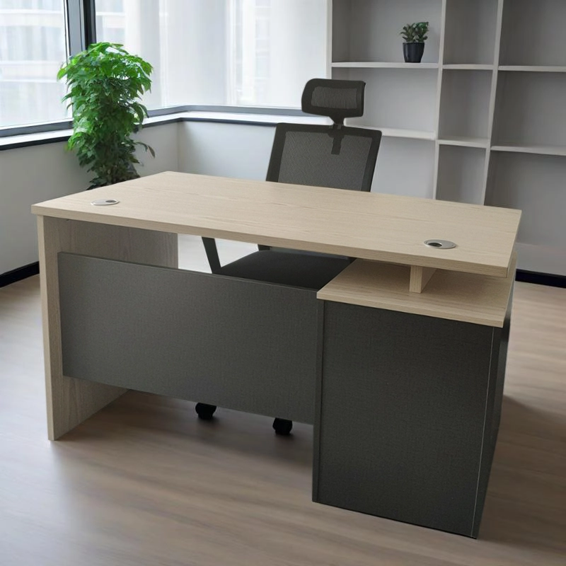 Modern Minimalist Office Desk with Lockable Drawer in Three Color Options - MEI YI
