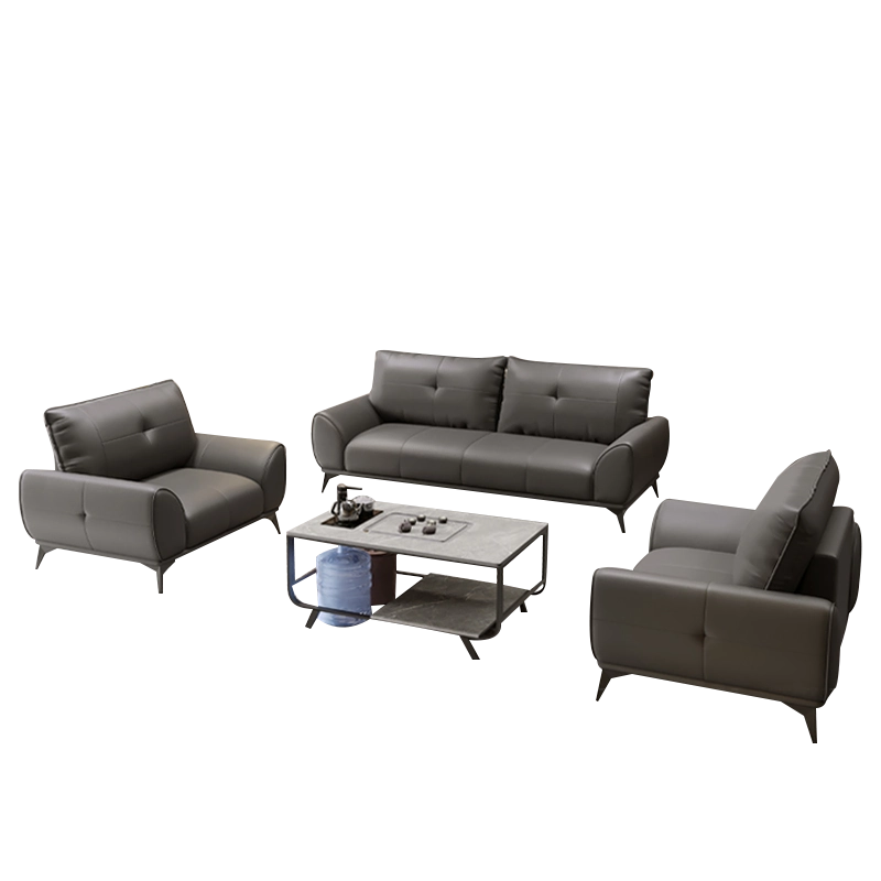 Office Leather Sofa Simple Business Reception Room Three People Coffee Table Set 3 + 2 + 1 Leisure - MEI YI