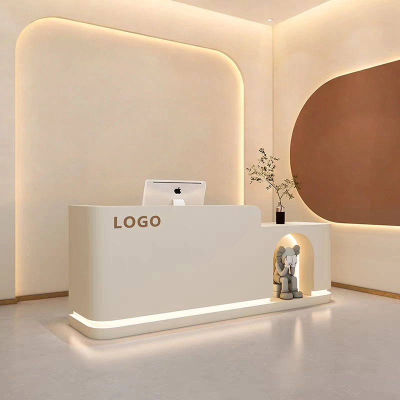 The-Efficient-Welcome-|-Streamlined-Modern-Reception-Desk-with-integrated-cable-management-&-storage.-Empowers-a-professional-client-experience - MEI YI The Efficient Welcome | Streamlined Modern Reception Desk with integrated cable management & storage. Empowers a professional client experience - MEI YI