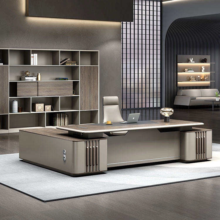 High-end Modern L-shaped Manager Desk with Chair – Luxury Executive Office Furniture Solution - MEI YI