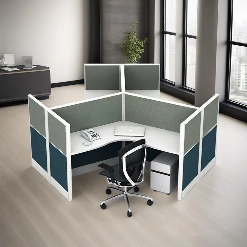 Modern Modular L-Shaped Workstation with Partitions for Open Office Spaces - MEI YI