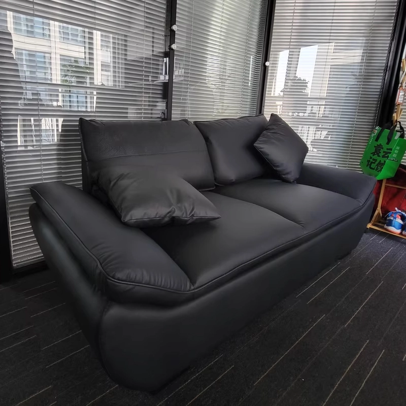 Modern Black Leather Sofa Set for Living Room and Office - MEI YI