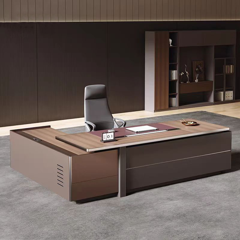 Office l Shaped Executive Luxury Manager Wooden Computer Work Desks Furniture Modern Table for Design and Chair Set
