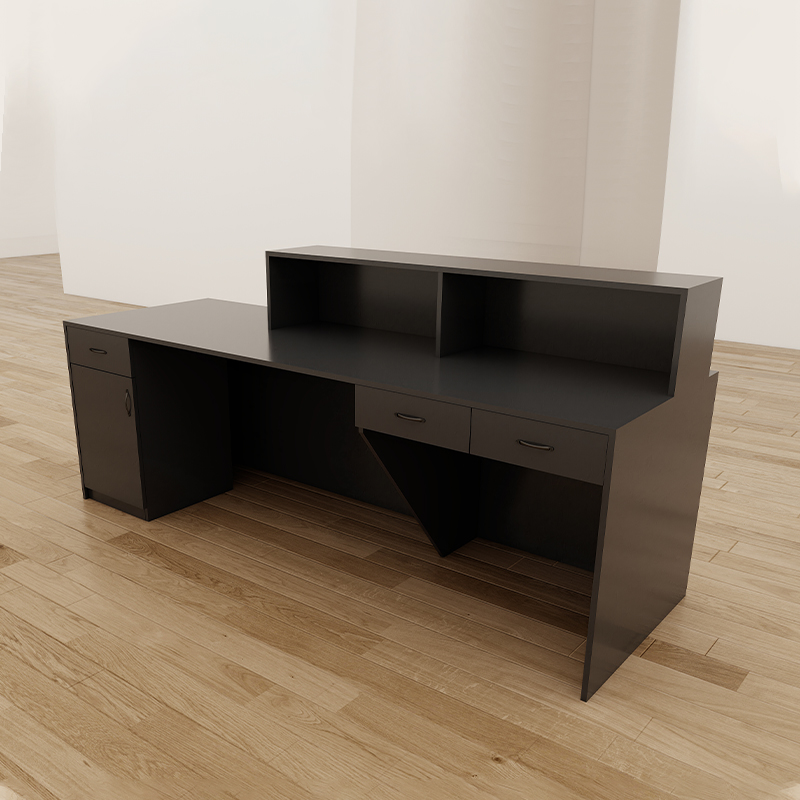 L Shape Black Wooden Contemporary Guest Reception Desk Custom Colored Front Desk Counter