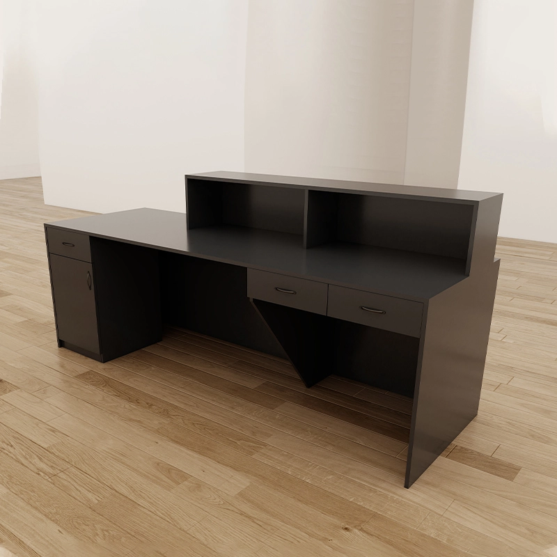 L Shape Black Wooden Contemporary Guest Reception Desk Custom Colored Front Desk Counter - MEI YI