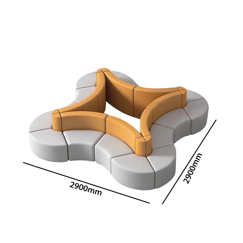 Petal-Inspired Modular Sofa, Dual-Color Upholstered Lounge for Reception Areas, ODM Factory – MEI YI Furniture - MEI YI