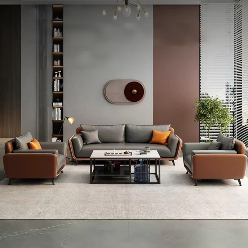 Luxury Modern Office Furniture Set with Leather Sofa and Desk
