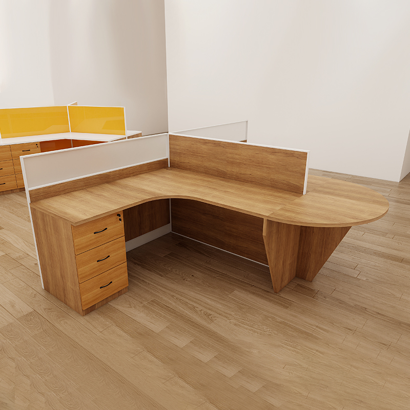 Modular cubicle desk system with storage workstation table and cable management for open office spaces