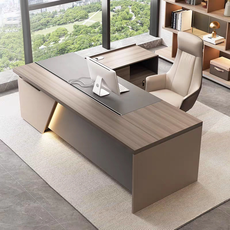 Modern Commercial CEO Executive Desk with Integrated Lighting Options - MEI YI