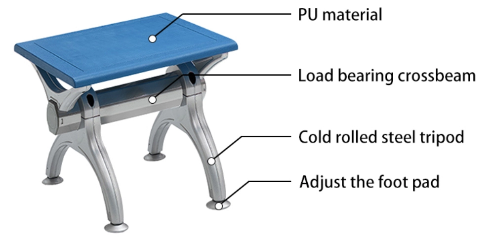 Customizable-Unbacked-Durable-2-3-4-5-Seater-Clinic-Airport-Public-PU-Hospital-Waiting-Chair-With-Cold-Rolled-Steel-Feet - MEI YI Customizable Unbacked Durable 2 3 4 5 Seater Clinic Airport Public PU Hospital Waiting Chair With Cold Rolled Steel Feet - MEI YI