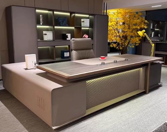 Modern Compact Standing Desk with Cable Management and USB Ports Metal Frame Executive Desk High-End Custom Ceo Office Desk - MEI YI