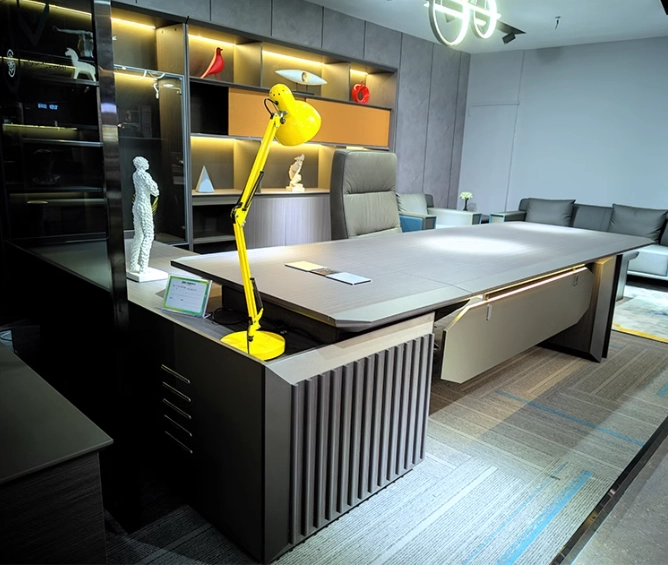 Furniture Modern Desk Chairs with Cable Management Executive Black Ceo Table Luxury Office Desk - MEI YI