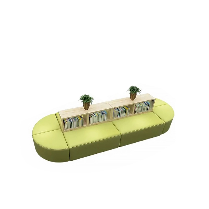 Bookshelf Furniture Wooden Study Table and Chair Sofa in Library Lounge Area Luxury Library Decorate Kindergarten Supplies - MEI YI